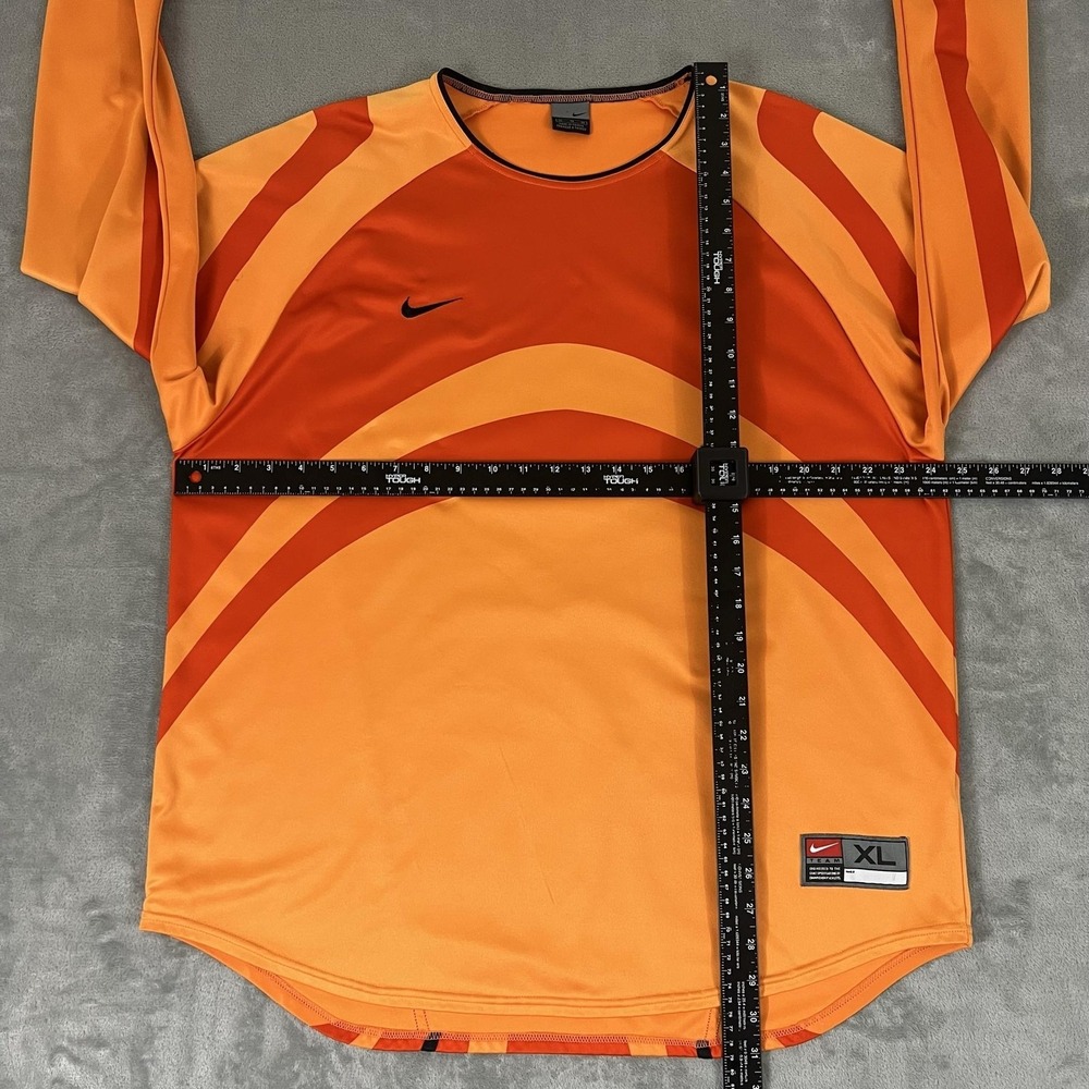 Vintage Nike Shirt Mens XL Orange Long Sleeve Soccer Goalkeeper Jersey Y2K - Picture 3 of 9